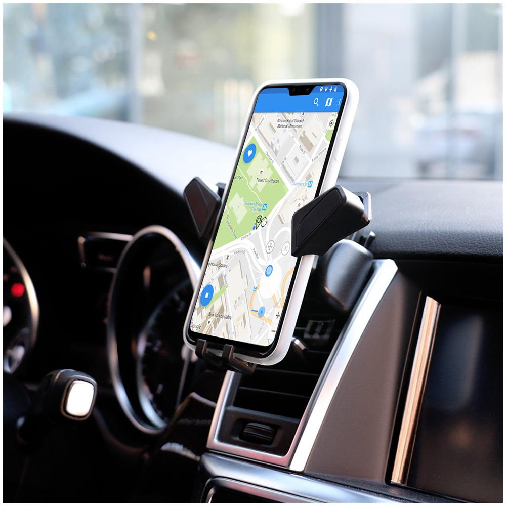 Supporto Da Auto Universale Per Smartphone Con Fissaggio Sulla Griglia Di Ventilazione, Girevole A 360° Akashi - Nero - Italiano - Foto 5