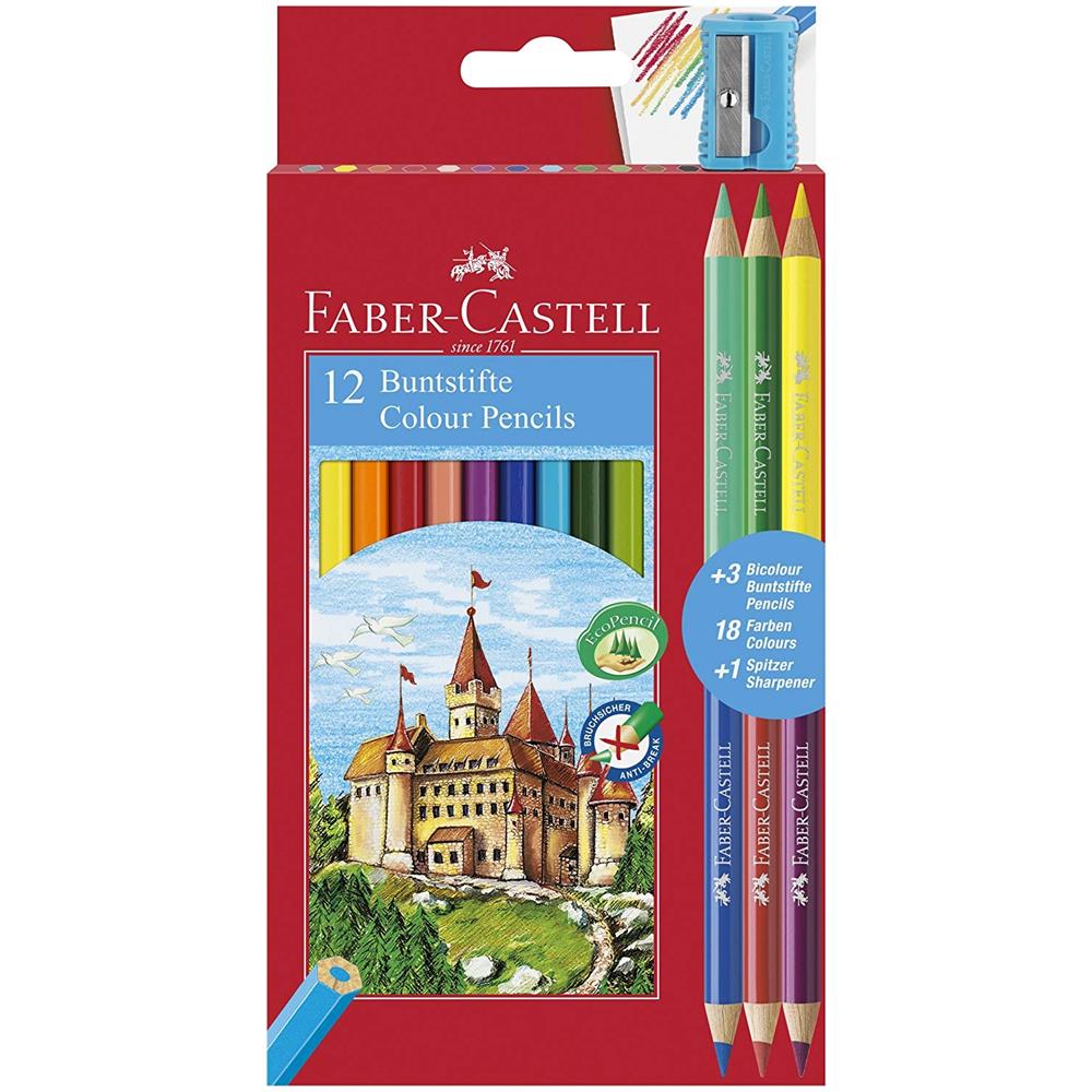 Faber Castell 110312 Buntstifte Confezione 12 Matite Colorate Eco + 3 Bicolor - Foto 1