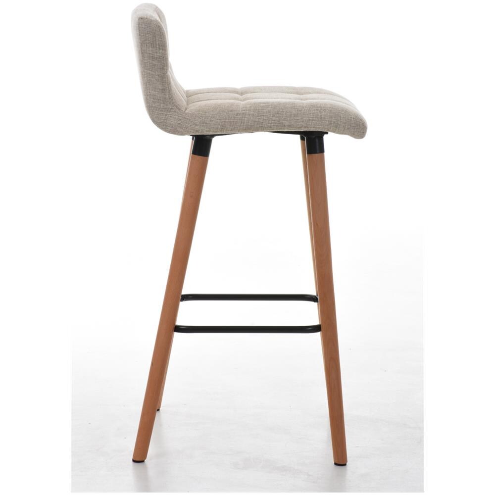 Sgabello Bar LINCOLN in Stoffa Trapuntata e Telaio in Legno di Faggio I Sgabello Alto da Cucina con Seduta 75 cm I Sedia Alta da Bancone con Schienale e Poggiapiedi Crema - Foto 2