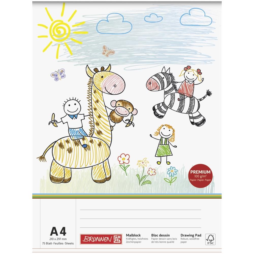 Blocco Da Disegno, Formato A4 (210 X 297 Mm), 100 G / mq, Vari Motivi (tema: Disegni Di Bambini), 75 Fogli - Foto 1