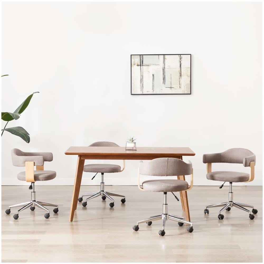 Sedie da Pranzo Girevoli 4 pz Grigio Talpa in Legno e Tessuto - Foto 1