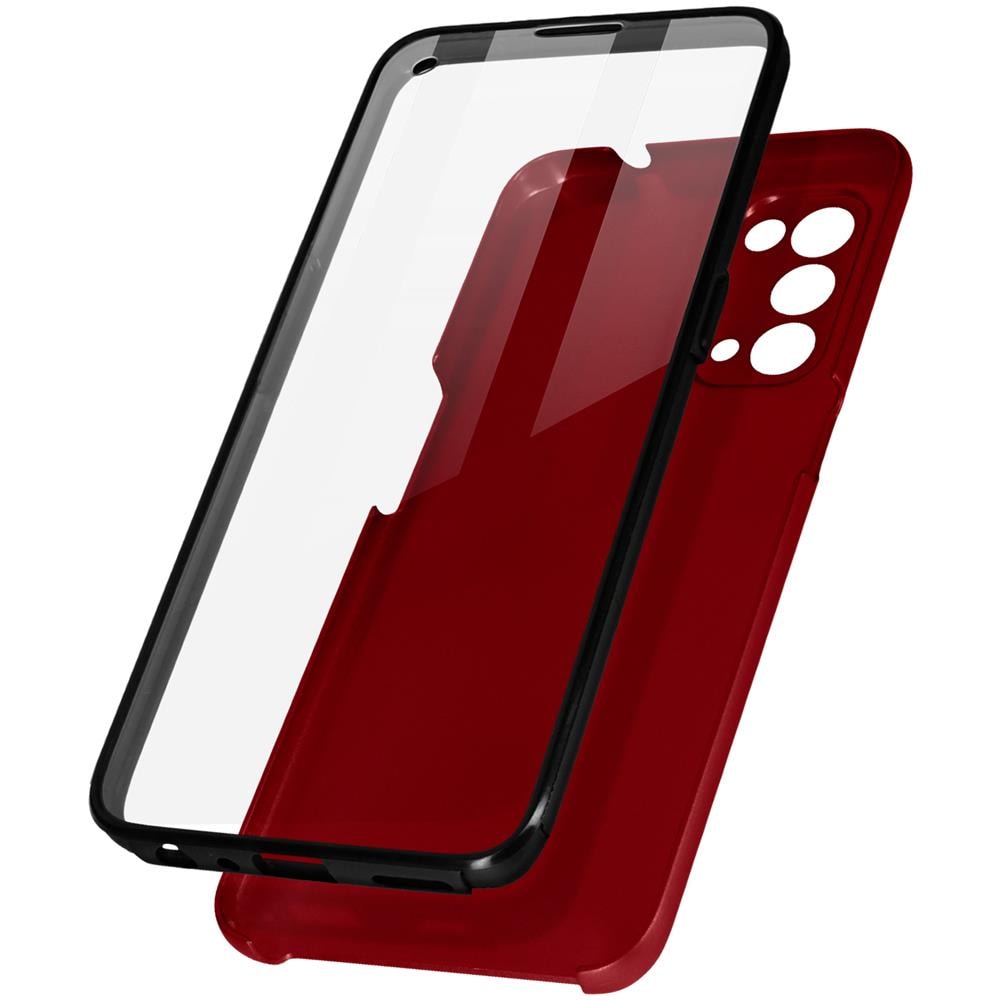 Cover Oppo Reno 5 5g E Find X3 Lite Retro Rigido E Fronte Flessibile - Rossa - Foto 1