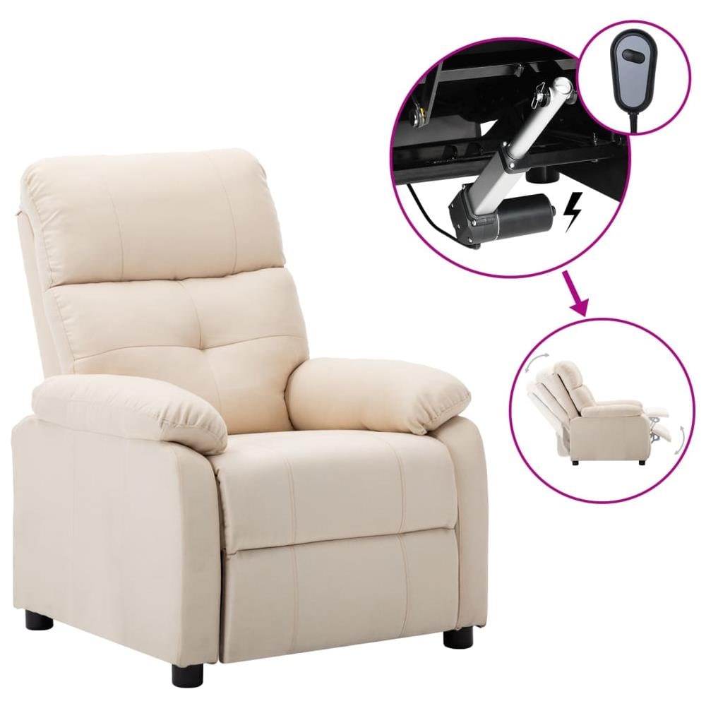 Poltrona Elettrica Reclinabile Crema in Tessuto - Foto 1