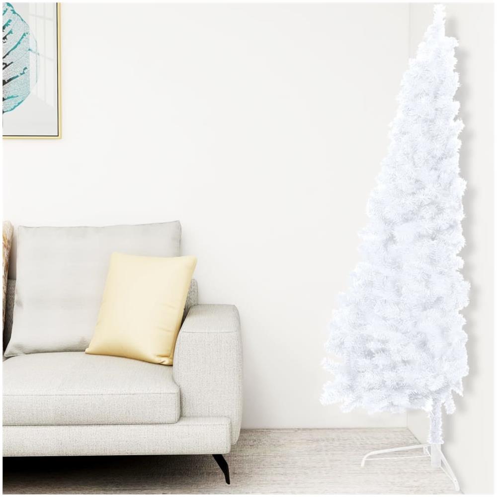 Set Albero Natale Artificiale a Metà LED e Palline Bianco 240cm - Foto 2