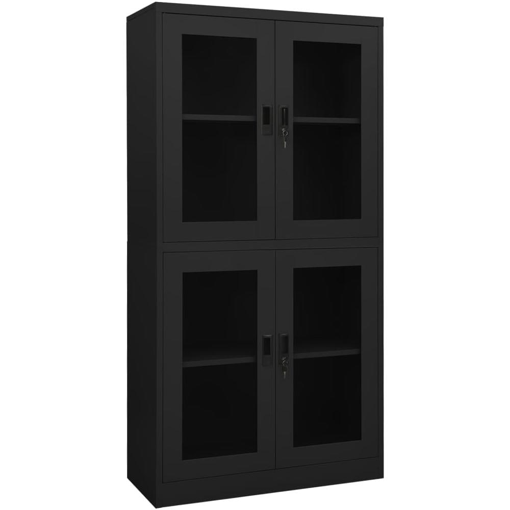 Armadio Per Ufficio Antracite 90x40x180 Cm In Acciaio E Vetro - Foto 1