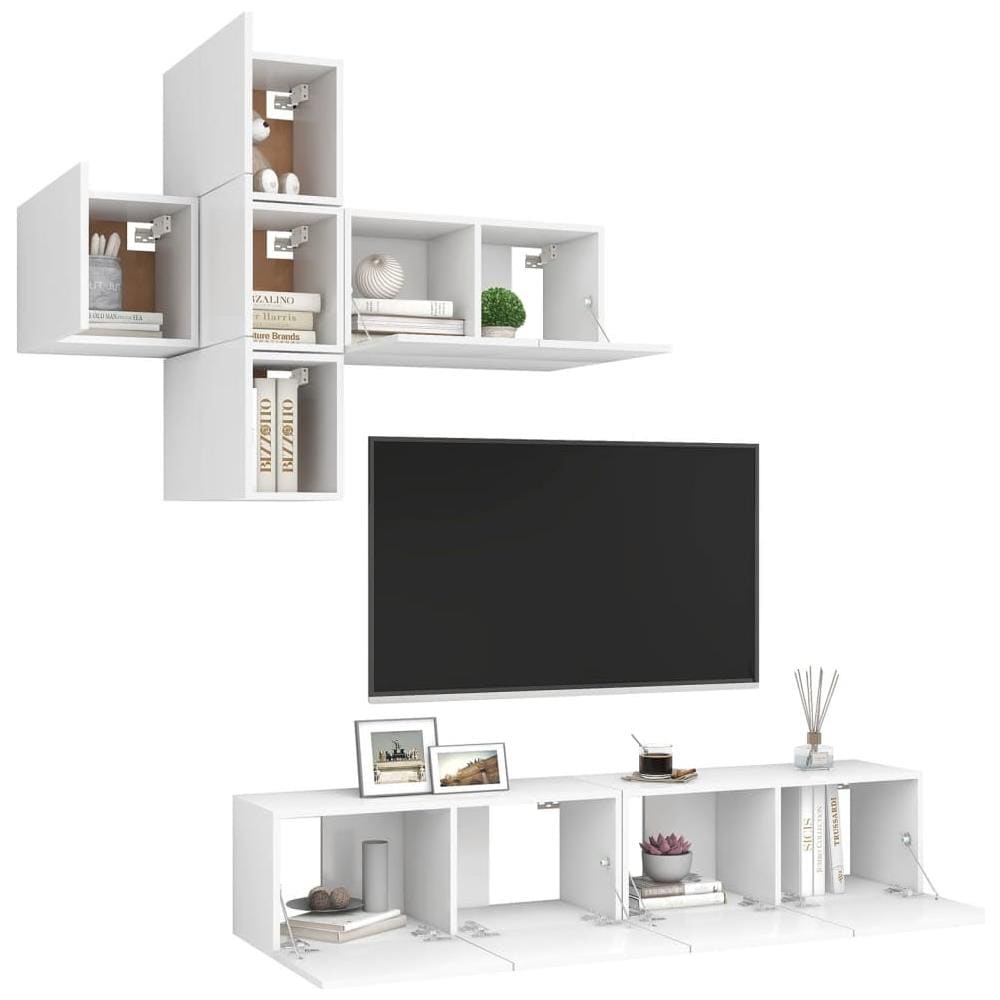 Set Mobile TV 7 pz Bianco in Legno Multistrato - Foto 2