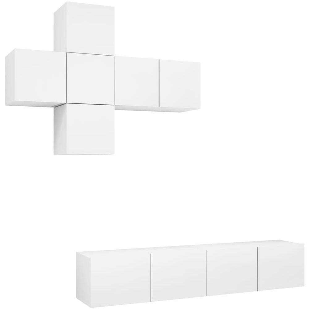 Set Mobile TV 7 pz Bianco in Legno Multistrato - Foto 1