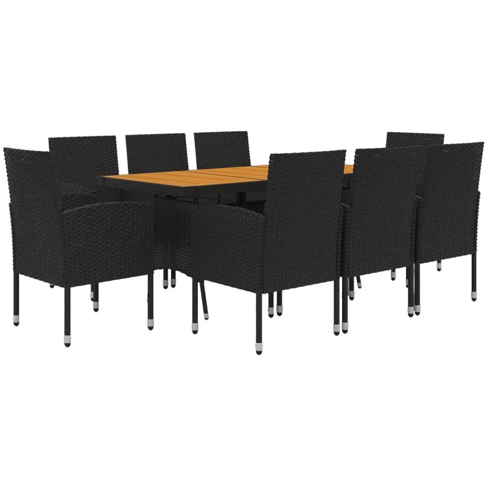 Set Da Pranzo Per Esterni 9 Pz In Polyrattan Nero - Foto 2