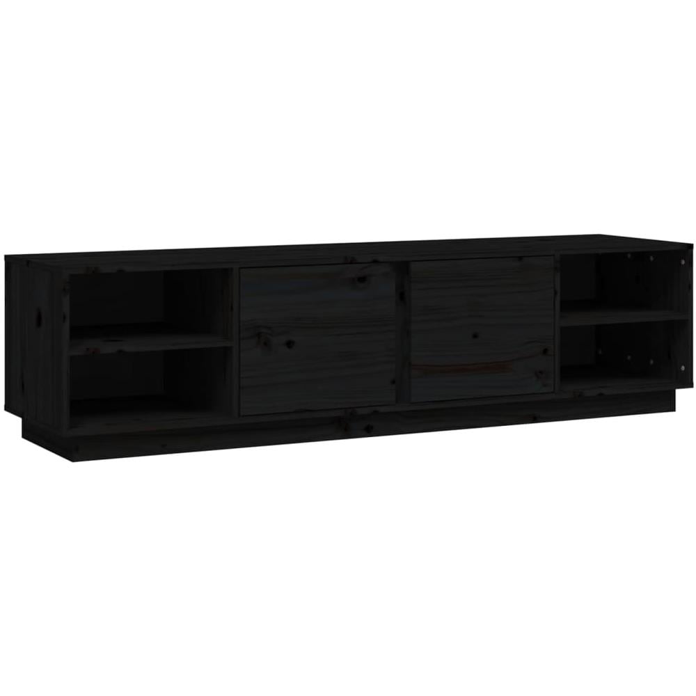 Mobile Porta Tv Nero 156x40x40 Cm In Legno Massello Di Pino - Foto 2