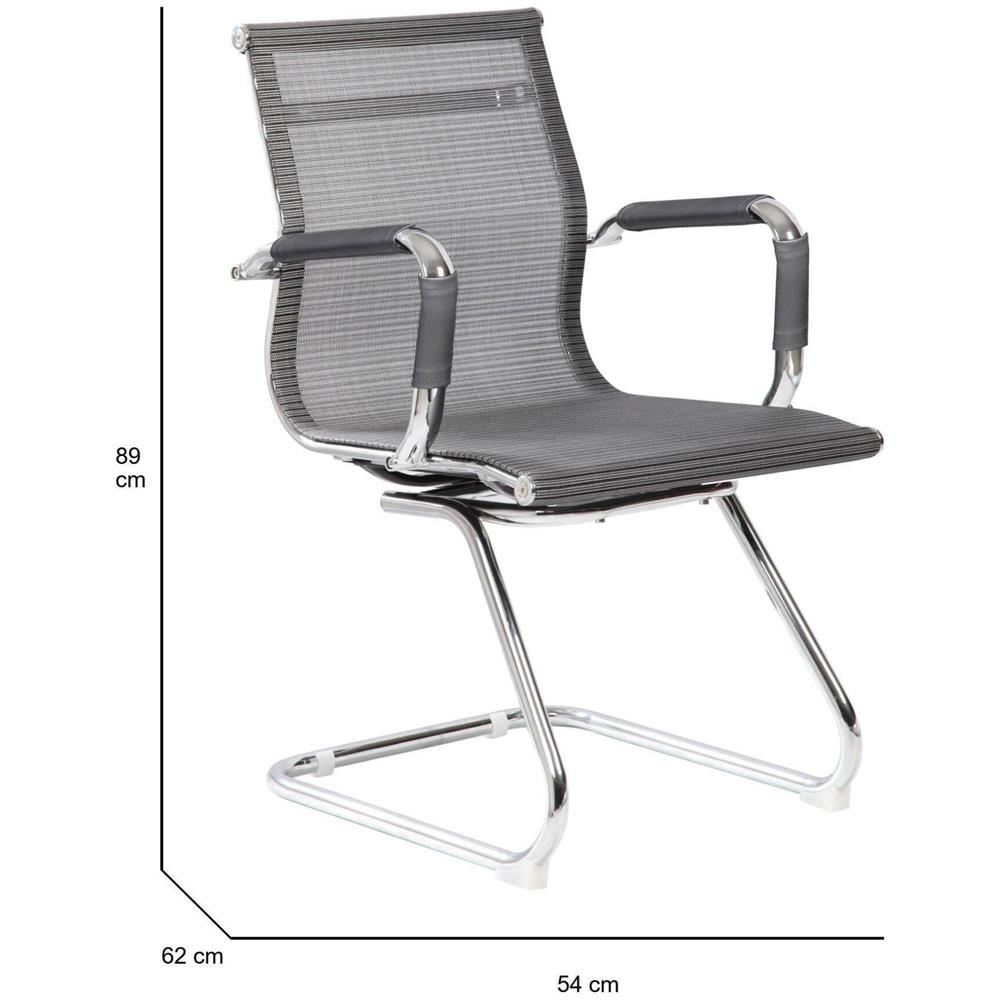 Sedia Balvano, Seduta Sala Da Attesa Per Ufficio Con Braccioli, Seduta Ergonomica Da Attesa, 62x54h89 Cm, Grigio - Foto 2