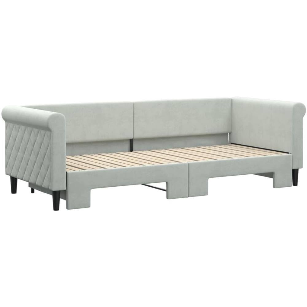 Divano Letto Con Letto Estraibile Grigio Chiaro 80x200 Velluto - Foto 3