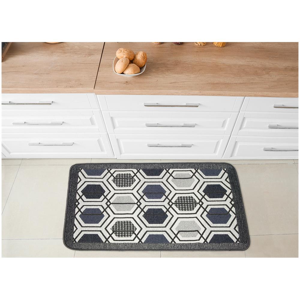 Tappeto Bagno Doccia Antiscivolo Mod. Vietri Tappetino Super Assorbente Cotone Pelo Corto 60x240 Blu - Foto 5