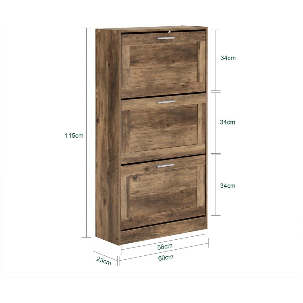 Scarpiera Ribaltabile Scarpiera A 3 Ribalte Portascarpe Salvaspazio Slim, 60x23x115cm, Noce, Fsr137-l-f - Foto 2