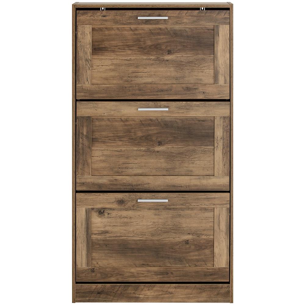 Scarpiera Ribaltabile Scarpiera A 3 Ribalte Portascarpe Salvaspazio Slim, 60x23x115cm, Noce, Fsr137-l-f - Foto 1