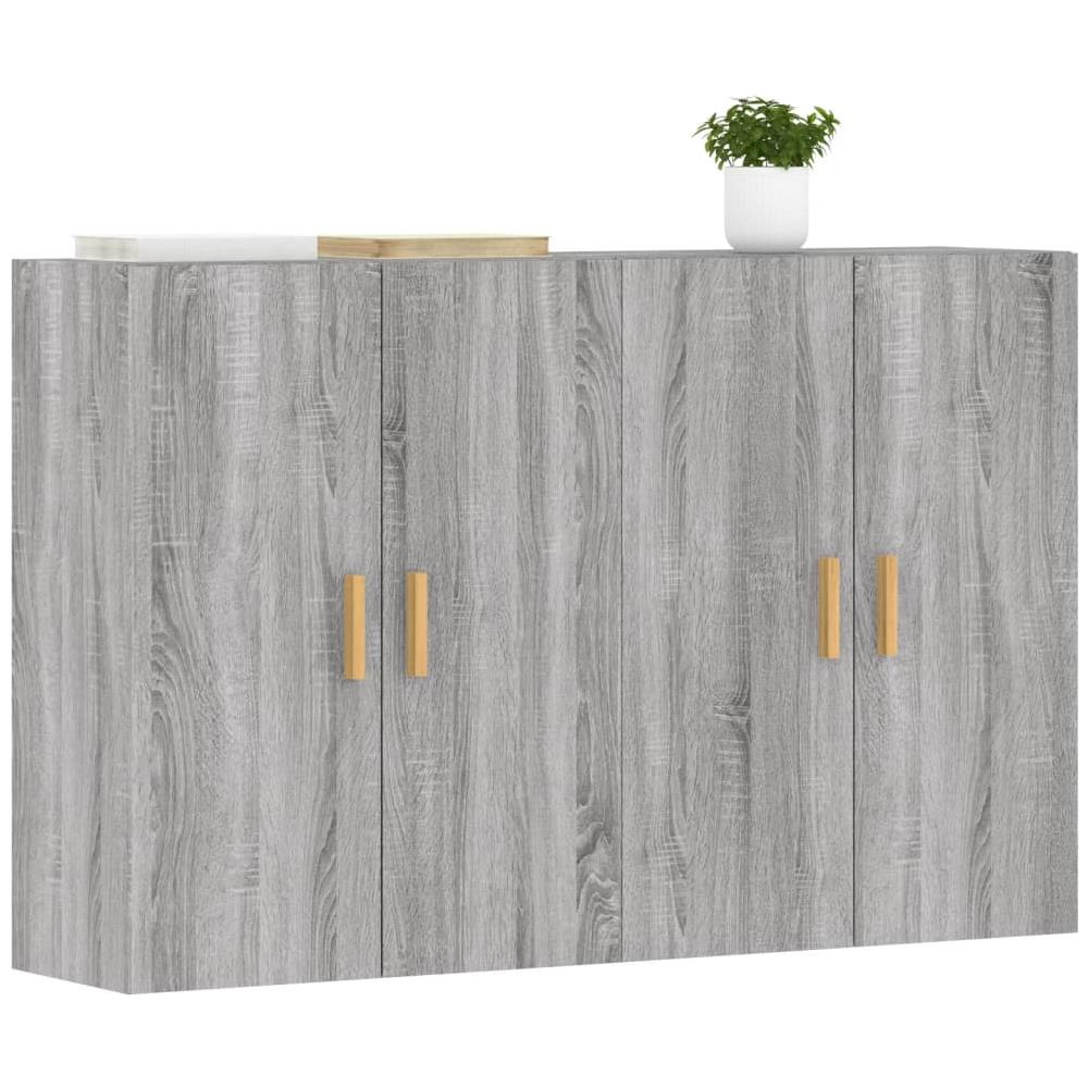 Armadietti A Parete 2 Pz Grigio Sonoma In Legno Multistrato - Foto 3