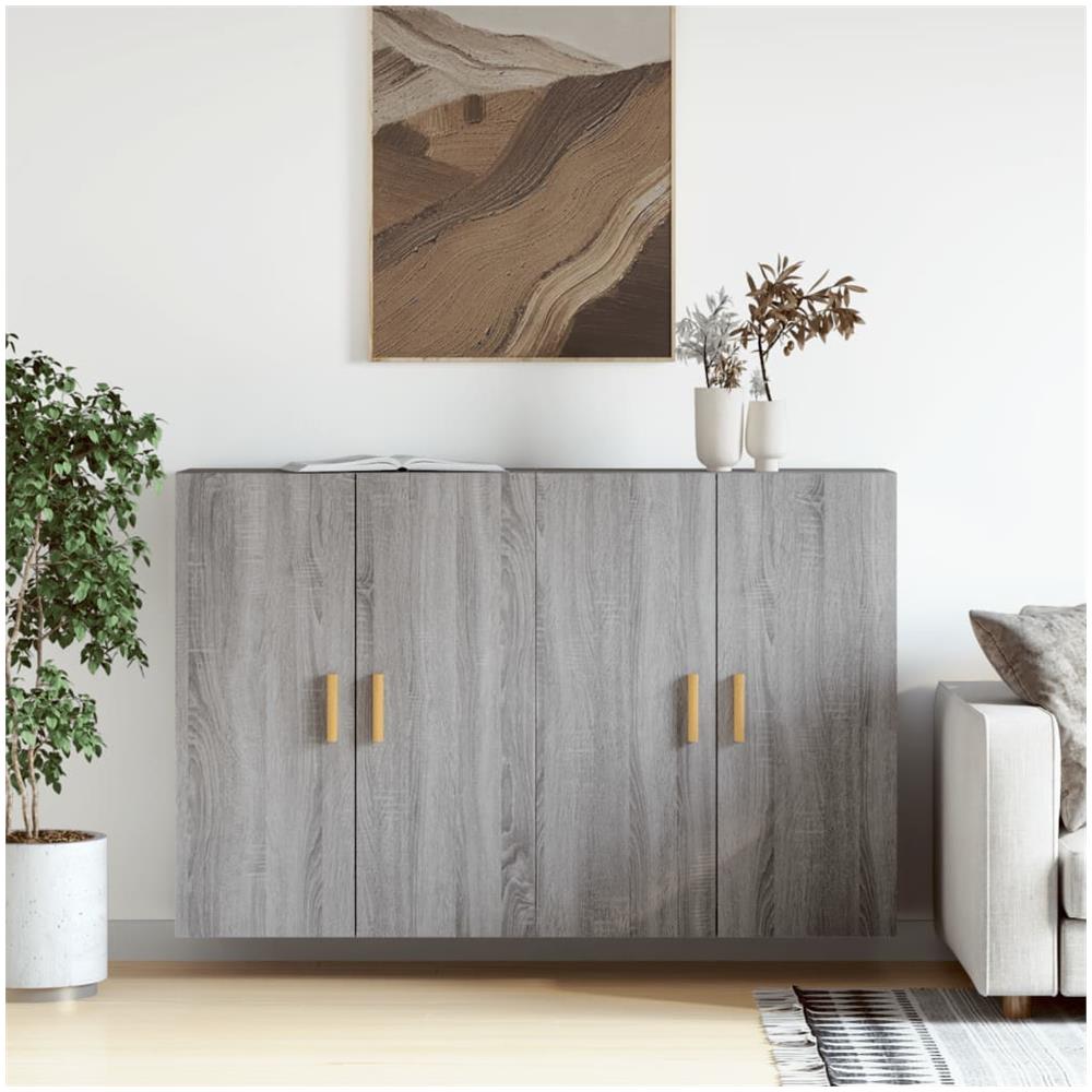 Armadietti A Parete 2 Pz Grigio Sonoma In Legno Multistrato - Foto 1