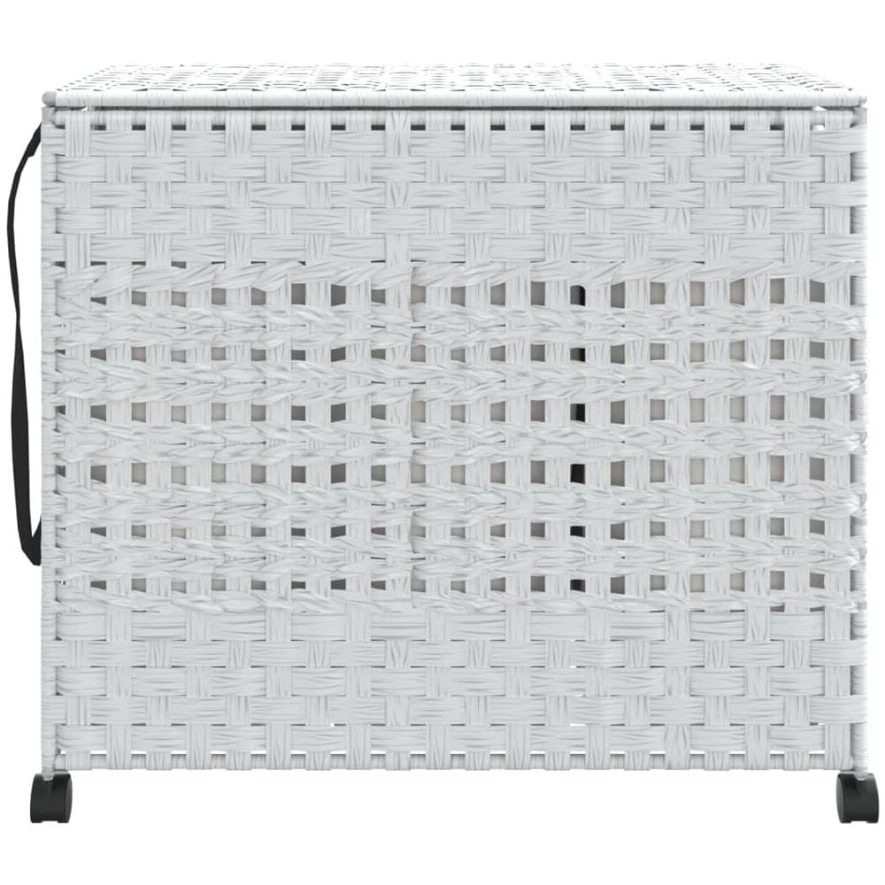Cesto Portabiancheria Con Ruote Bianco 66x35x60 Cm Rattan - Foto 3