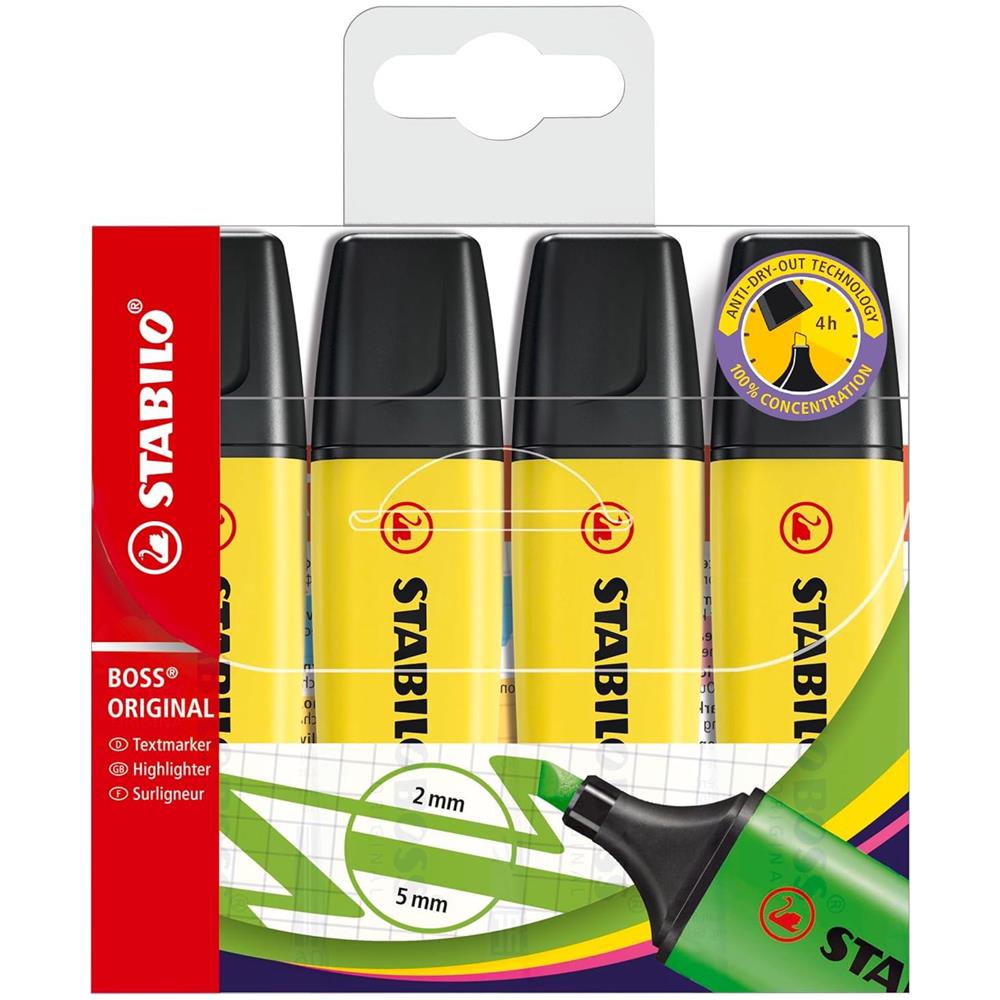 BOSS ORIGINAL - Evidenziatore - Astuccio da 4 - Giallo - Foto 1