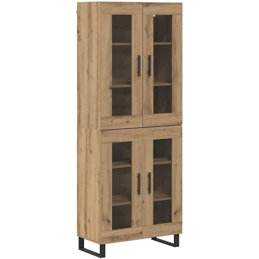 Credenza 2 pcs Rovere artigianale Legno Stratificato e Vetro - Foto 1