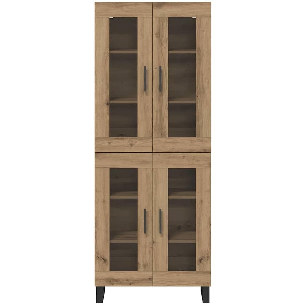 Credenza 2 pcs Rovere artigianale Legno Stratificato e Vetro - Foto 8