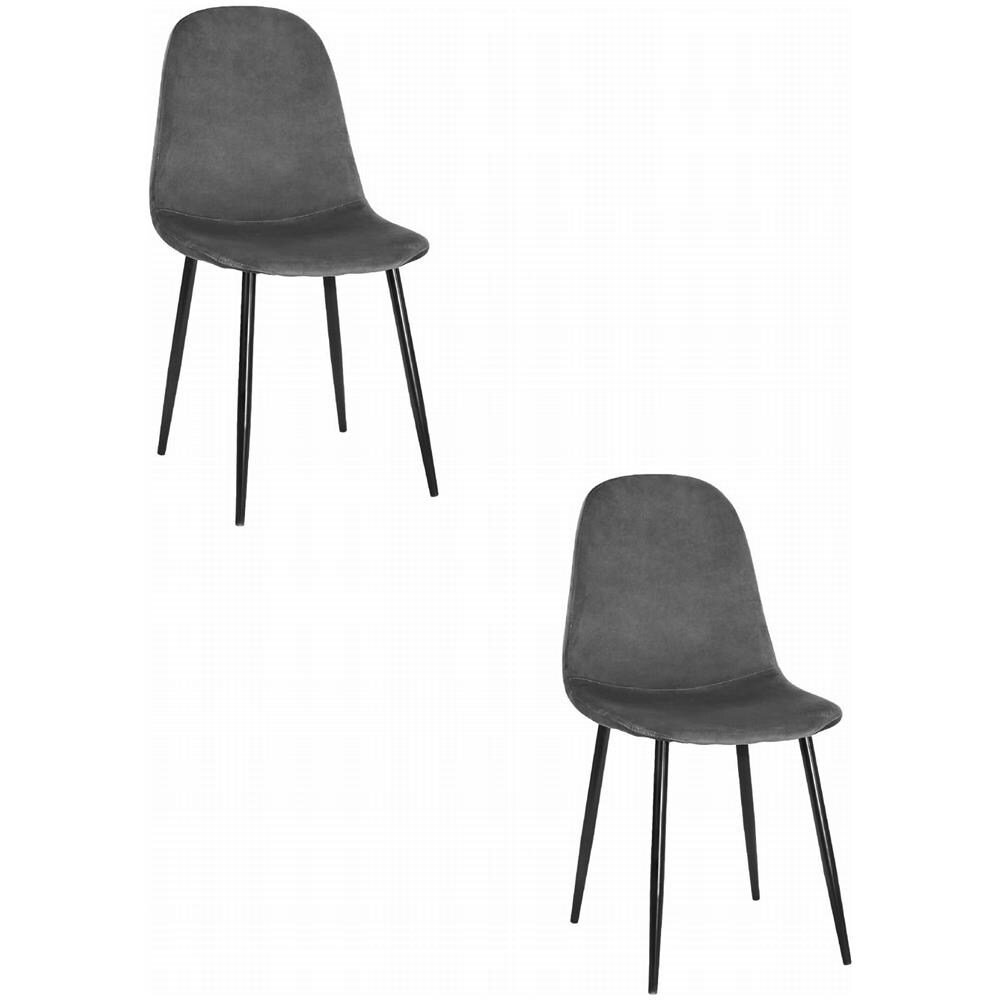 Sedia COMO in velluto grigio scuro, design ergonomico x2 - Foto 1