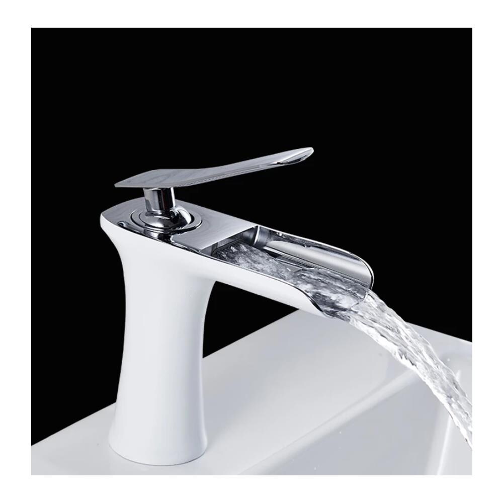 Rubinetto per lavabo da bagno, Blackswan, Cascada tipo M57, modello bianco /cromo, misura 16 cm - Foto 2