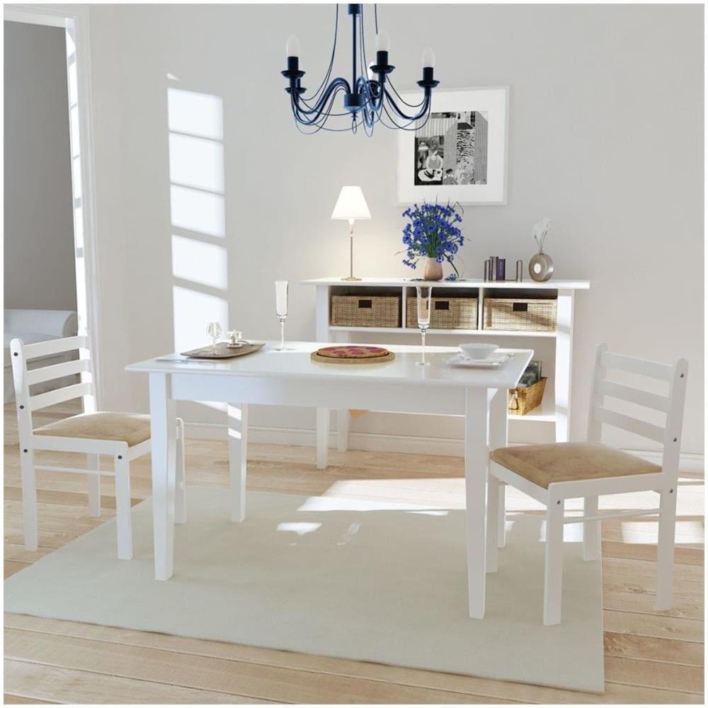 Set 2 Pz Sedia Da Tavola Quadrata In Legno Bianca - Foto 1