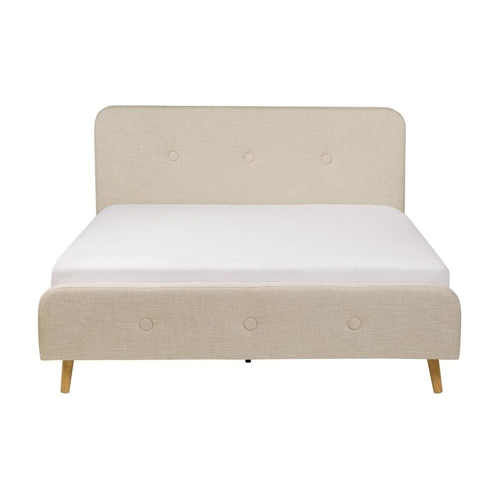 Letto Matrimoniale Moderno In Tessuto Beige 160x200cm Rennes - Foto 2