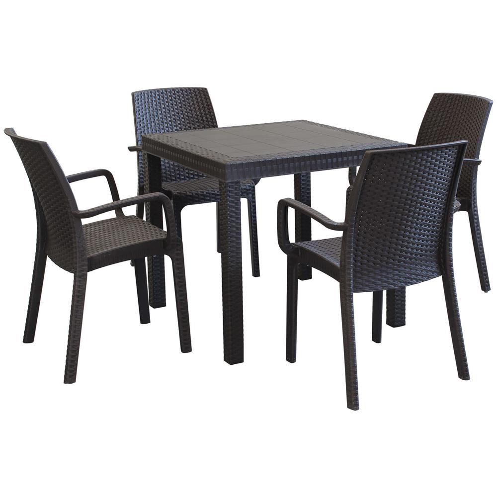 Caligola - Set Tavolo Fisso In Wicker Cm 80 X 80 X 74 H Compreso Di 4 Sedute - Foto 1