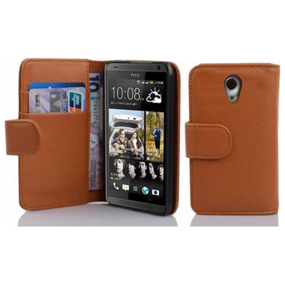 Custodia Compatibile Con Htc Desire 700 In Marrone Cioccolata - Coperchio Protettivo In Ecopelle Testurizzata E Tasca Per Carte Di Credito - Foto 1