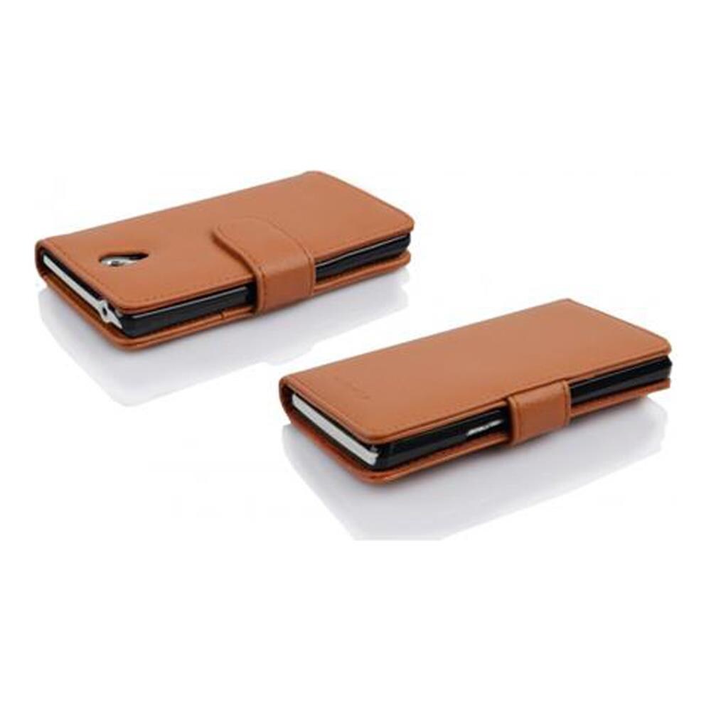 Custodia Compatibile Con Htc Desire 700 In Marrone Cioccolata - Coperchio Protettivo In Ecopelle Testurizzata E Tasca Per Carte Di Credito - Foto 3