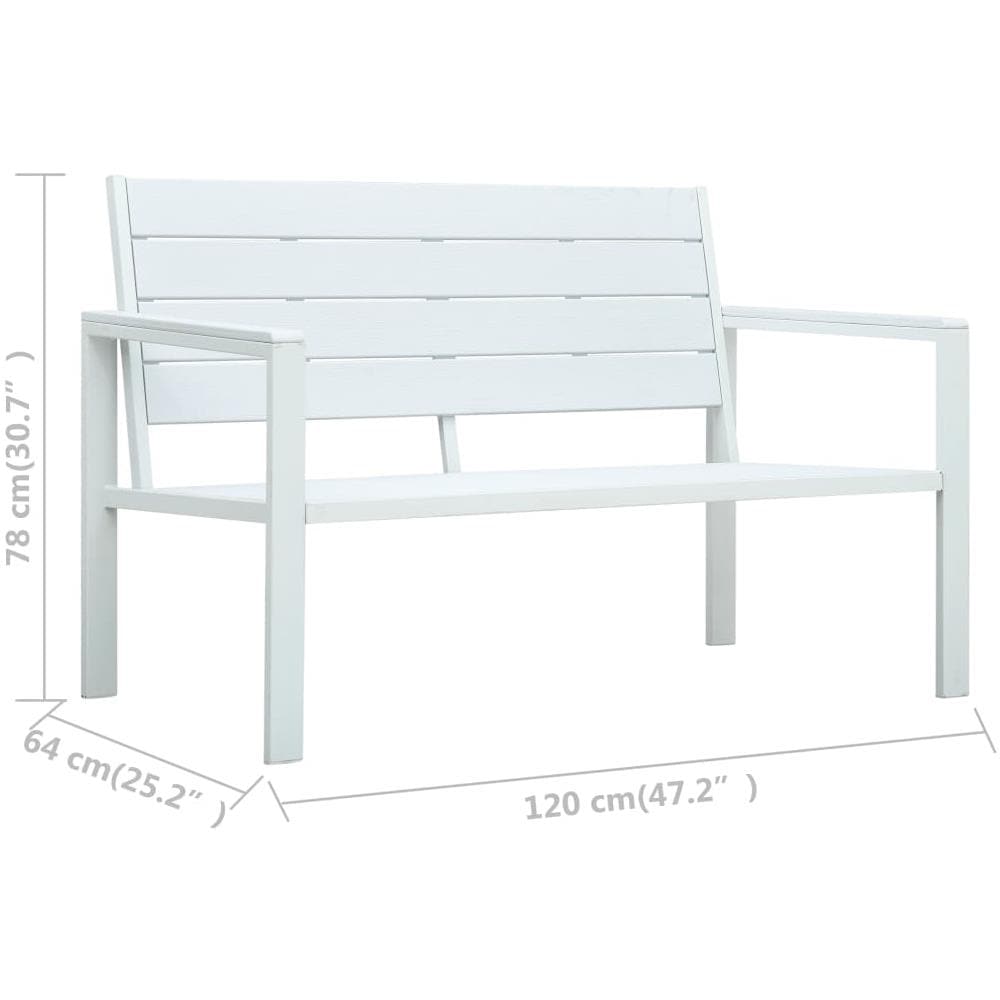 Panchina da Giardino 120 cm in HDPE Bianca con Aspetto Legno - Foto 8