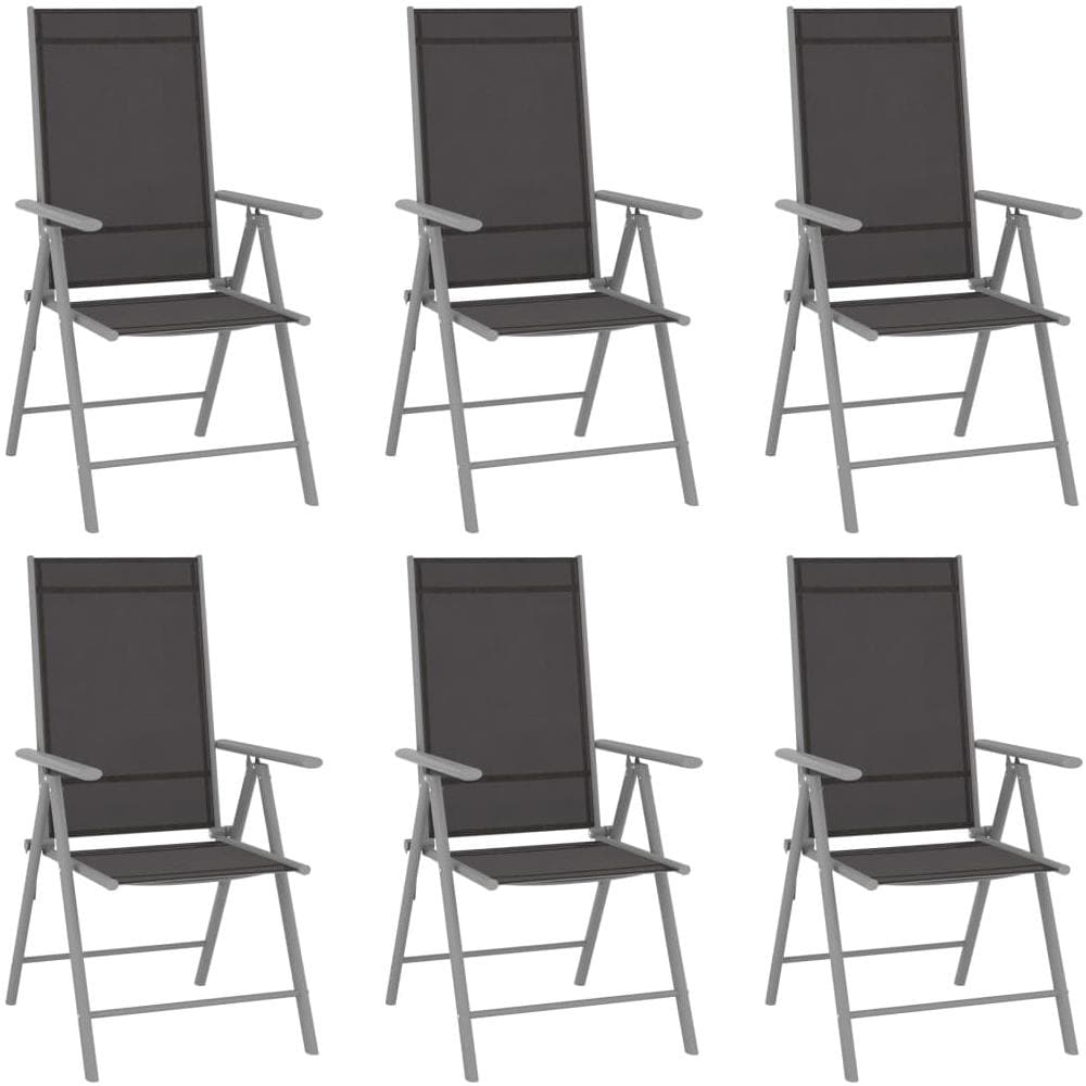 Set Mobili Da Pranzo Per Giardino 7 Pz Alluminio Argento E Nero - Foto 2