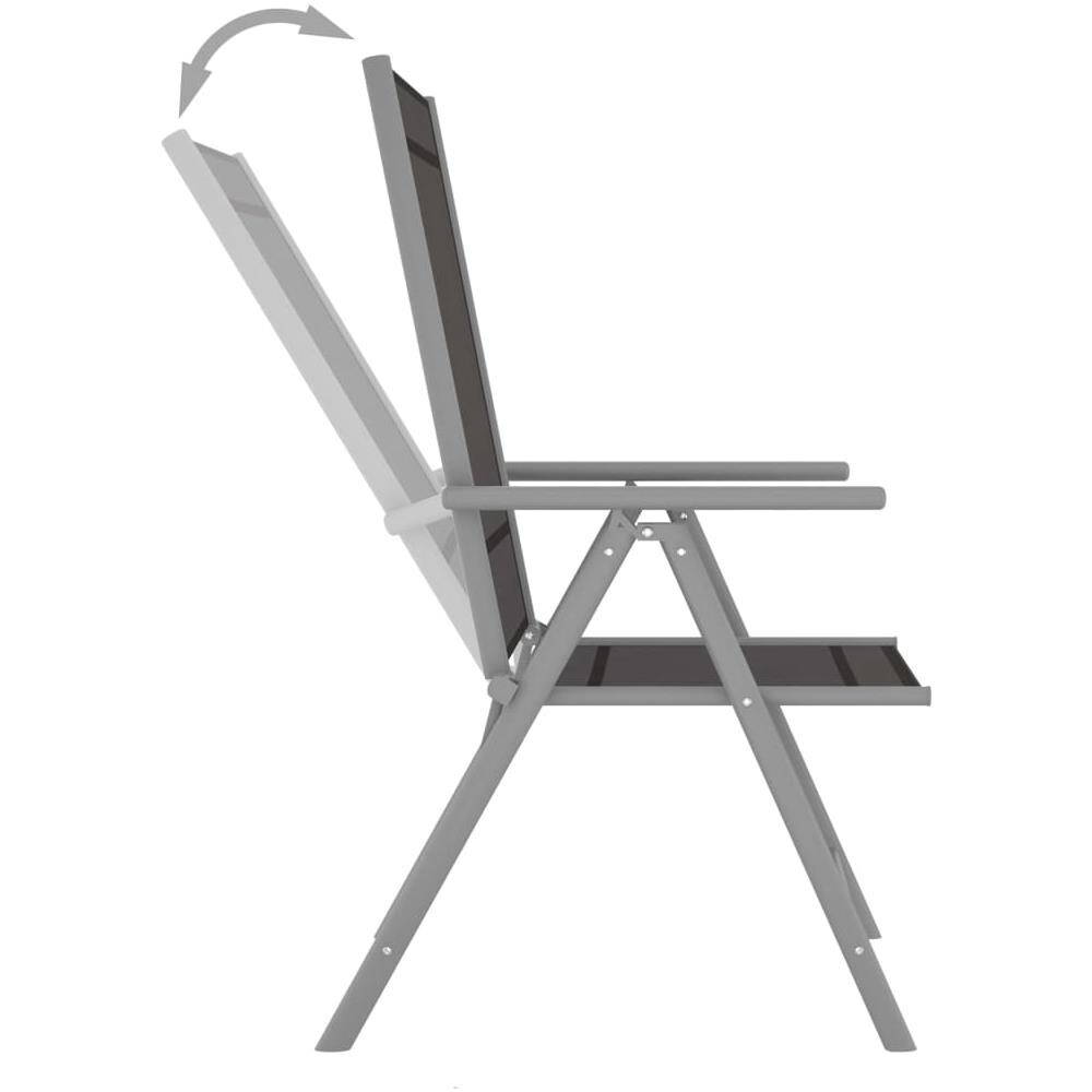 Set Mobili Da Pranzo Per Giardino 7 Pz Alluminio Argento E Nero - Foto 7