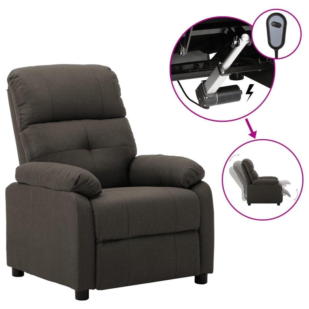 Poltrona Elettrica Reclinabile Tortora in Tessuto - Foto 1