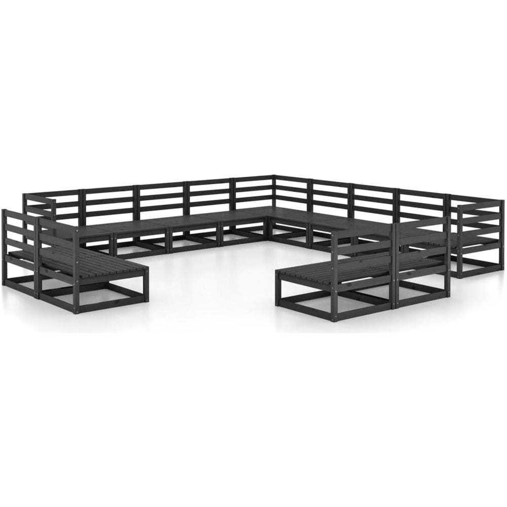 Set Divani da Giardino 13 pz Nero in Legno Massello di Pino - Foto 2