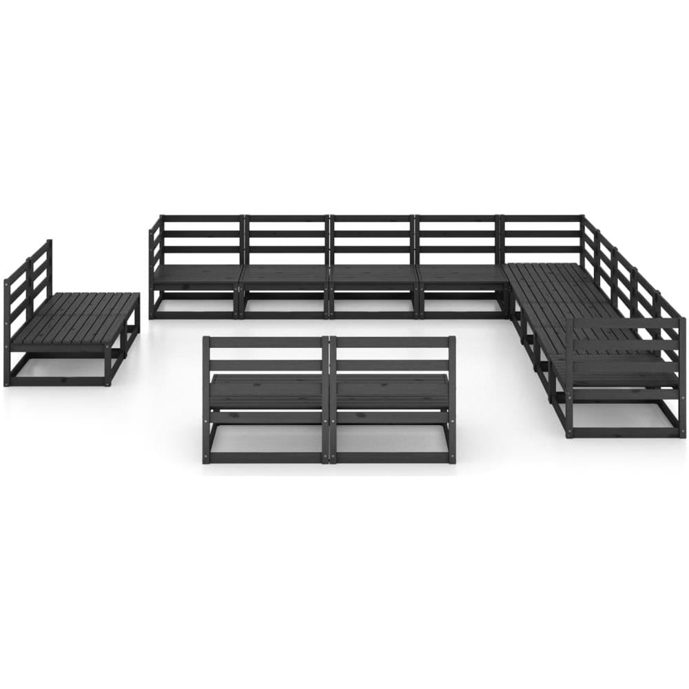 Set Divani da Giardino 13 pz Nero in Legno Massello di Pino - Foto 3