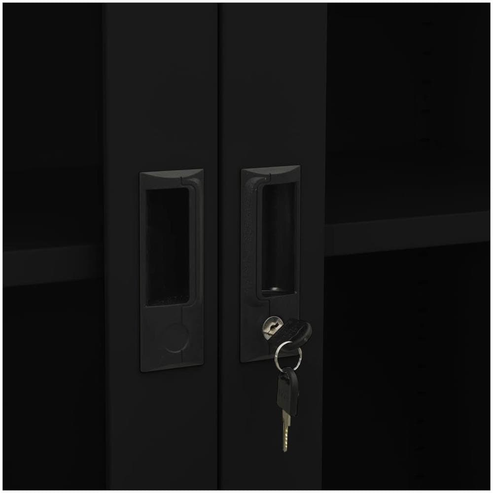 Armadio Per Ufficio Nero 90x40x180 Cm In Acciaio E Vetro - Foto 2