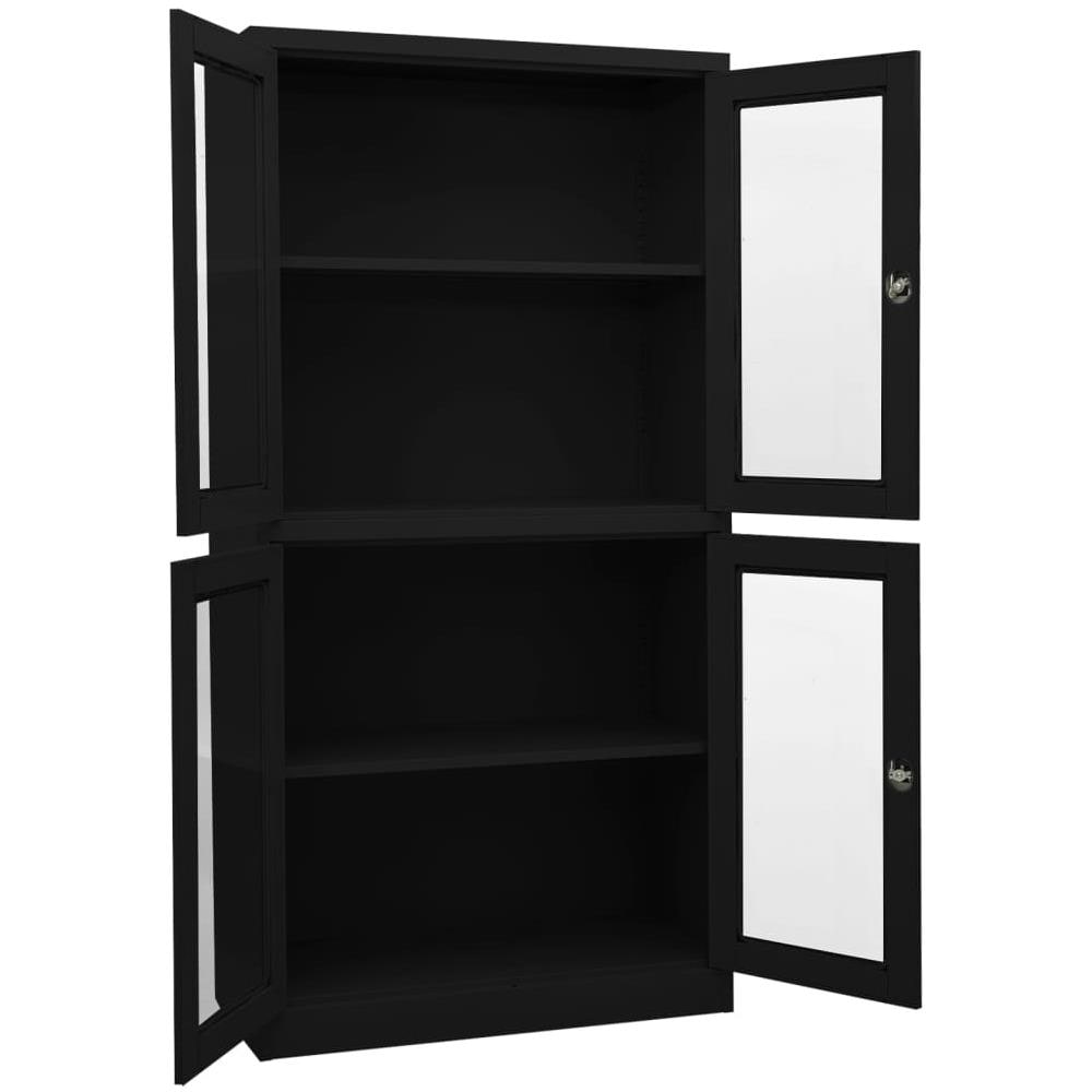 Armadio Per Ufficio Nero 90x40x180 Cm In Acciaio E Vetro - Foto 3