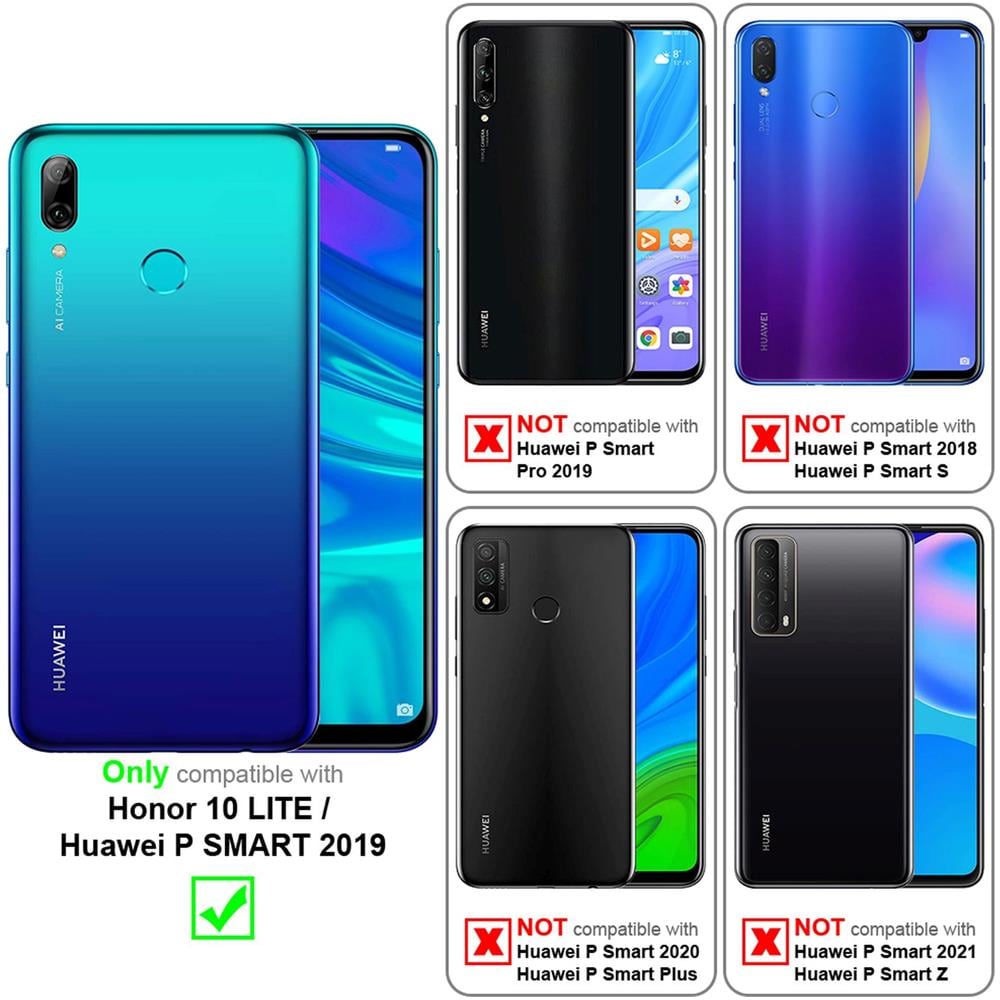 Custodia Compatibile Con Honor 10 Lite /p Smart 2019 In Turchese Fiore - Coperchio Protettivo In Design Floreale Con Chiusura Magnetica, Funzione Stand E Slot Per Carte - Foto 2