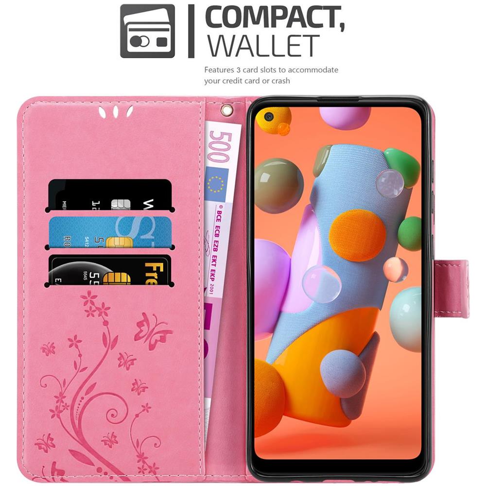 Cadorabo Custodia Compatibile Con Samsung Galaxy A11 / M11 In Rosa Fiore - Coperchio Protettivo In Design Floreale Con Chiusura Magnetica, Funzione Stand E Slot Per Carte - Foto 2