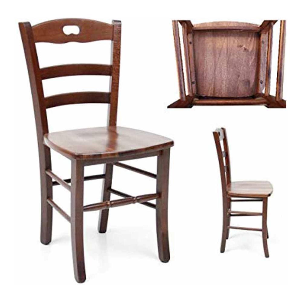 Sedia In Legno Loris Con Seduta In Legno Massello Noce Scuro - Foto 1