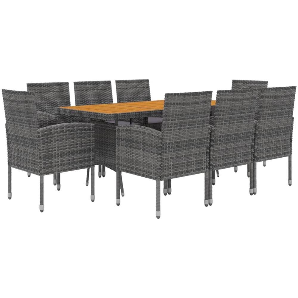 Set Da Pranzo Per Esterni 9 Pz In Polyrattan Grigio - Foto 2