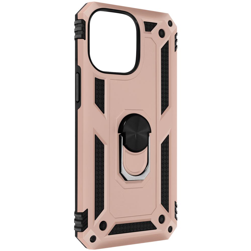 Cover Iphone 14 Pro Anti-urto Ibrida Anello Sostegno Funzione Supporto Rose Gold - Foto 2