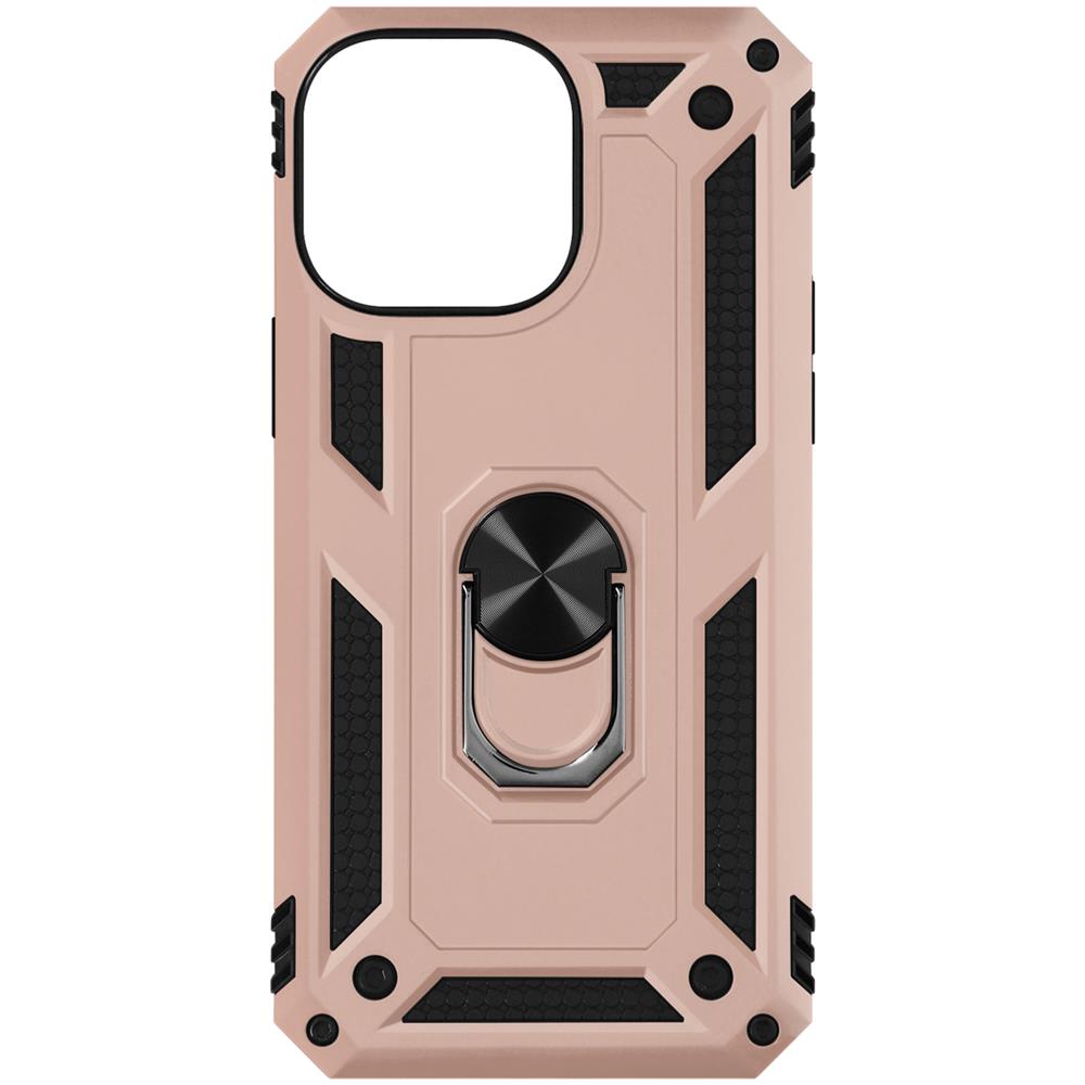 Cover Iphone 14 Pro Anti-urto Ibrida Anello Sostegno Funzione Supporto Rose Gold - Foto 1