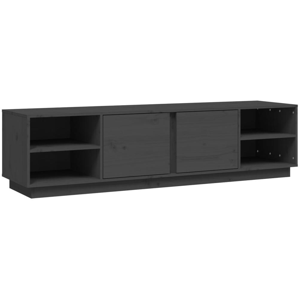 Mobile Porta Tv Grigio 156x40x40 Cm In Legno Massello Di Pino - Foto 2
