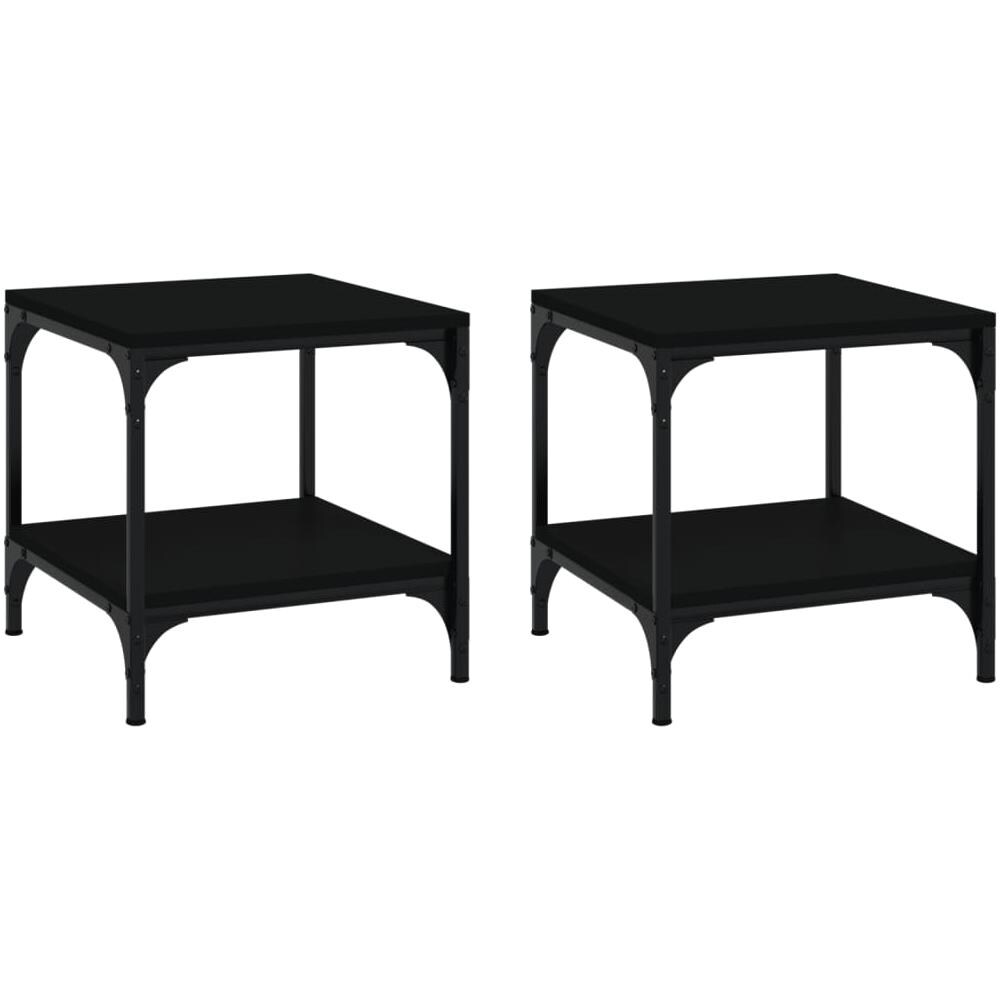 Tavolini 2pz Nero 40x40x40 Cm In Legno Multistrato - Foto 2