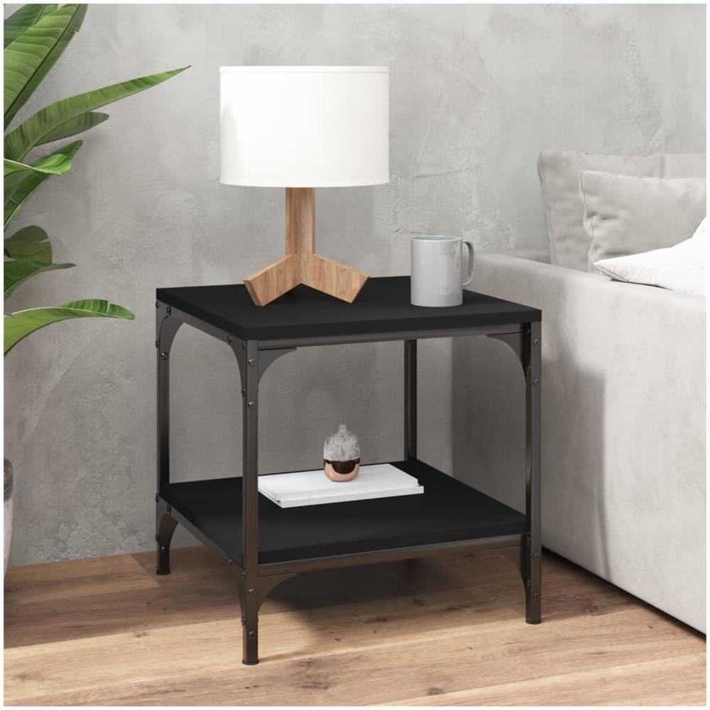 Tavolini 2pz Nero 40x40x40 Cm In Legno Multistrato - Foto 3