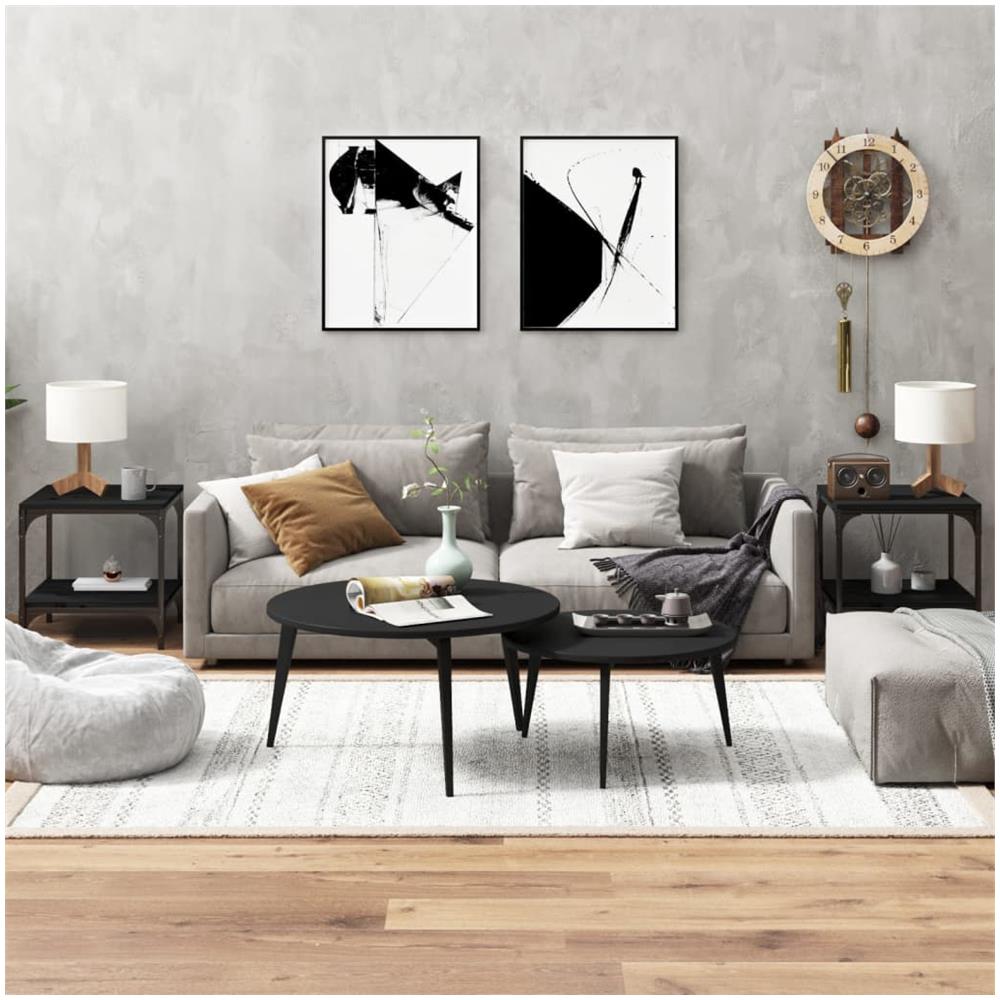 Tavolini 2pz Nero 40x40x40 Cm In Legno Multistrato - Foto 1