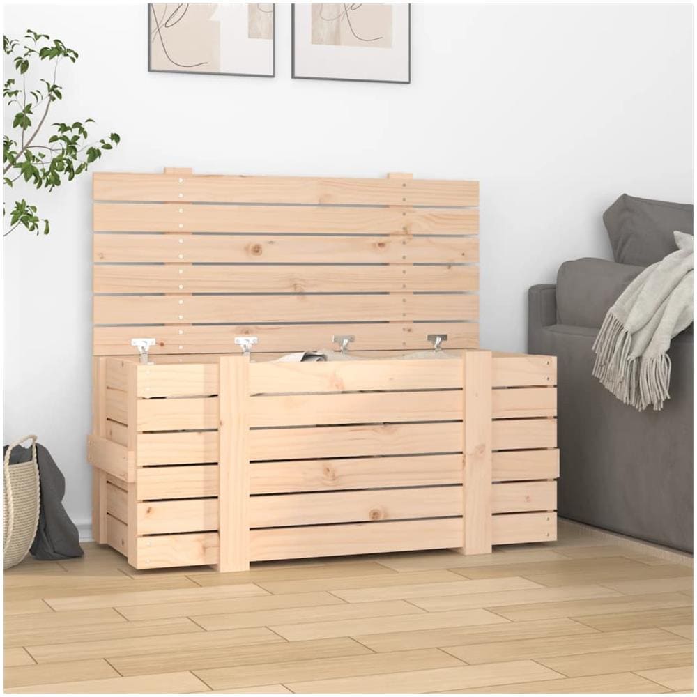 Contenitore Portaoggetti 91x40,5x42 Cm Legno Massello Di Pino - Foto 1